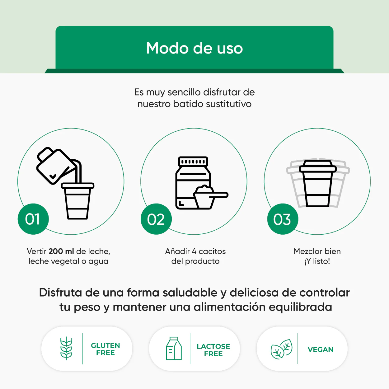 Batido Sustitutivo de Comida Vegano, Sin Gluten y sin Lactosa - Image 3